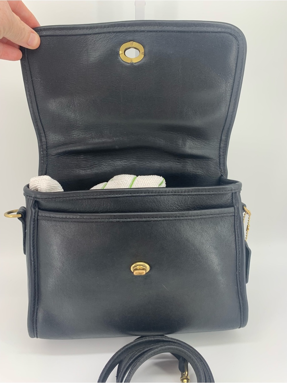 Coach Vintage ‘93 Court #9870 Crossbody Bag Black Leather, Made in USA- - Picture 4 of 11
